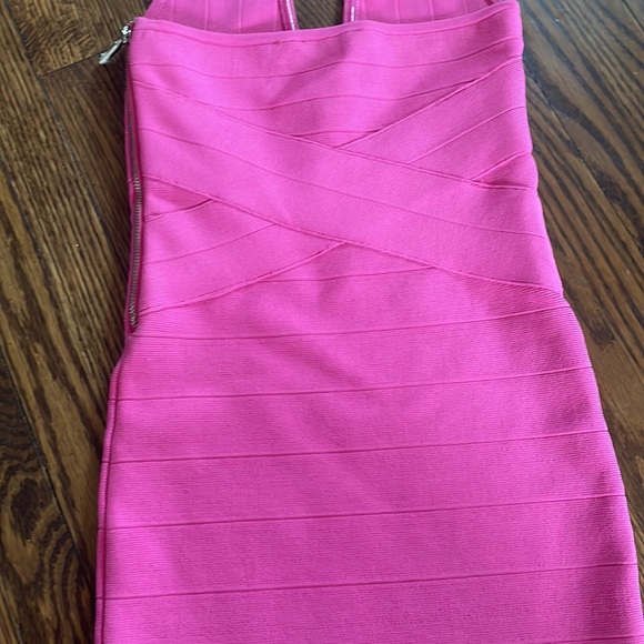 Guess Super Girly Hot Pink BodyCon Halter Bandage  Dress - Picture 4 of 8